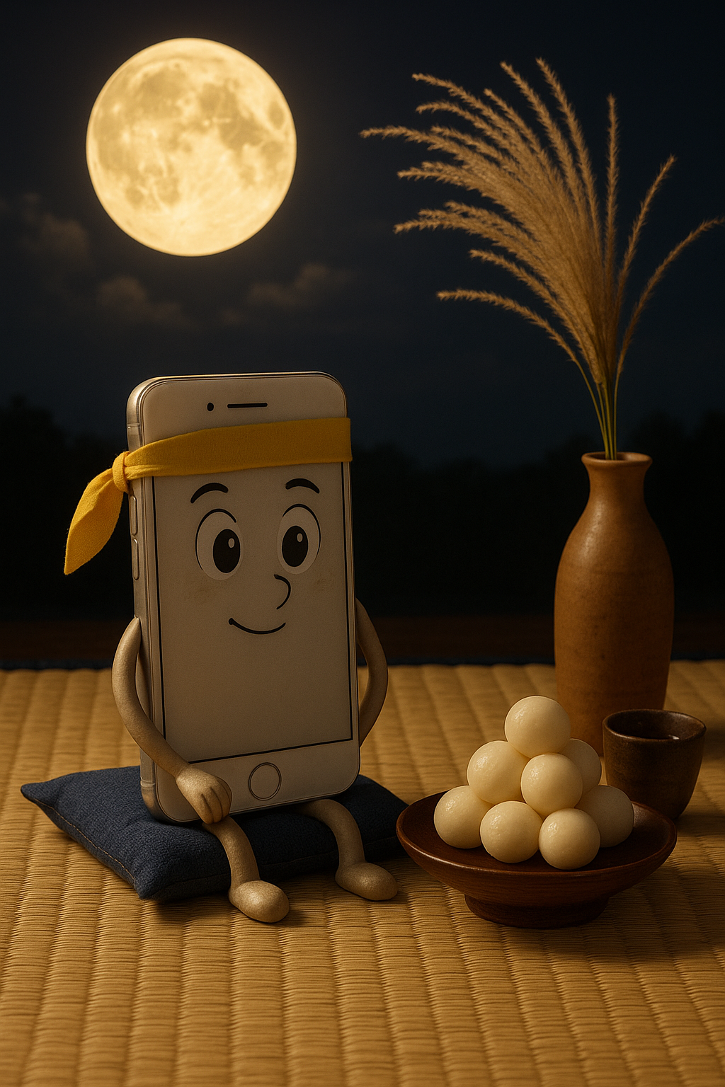 十五夜を楽しむスマホ